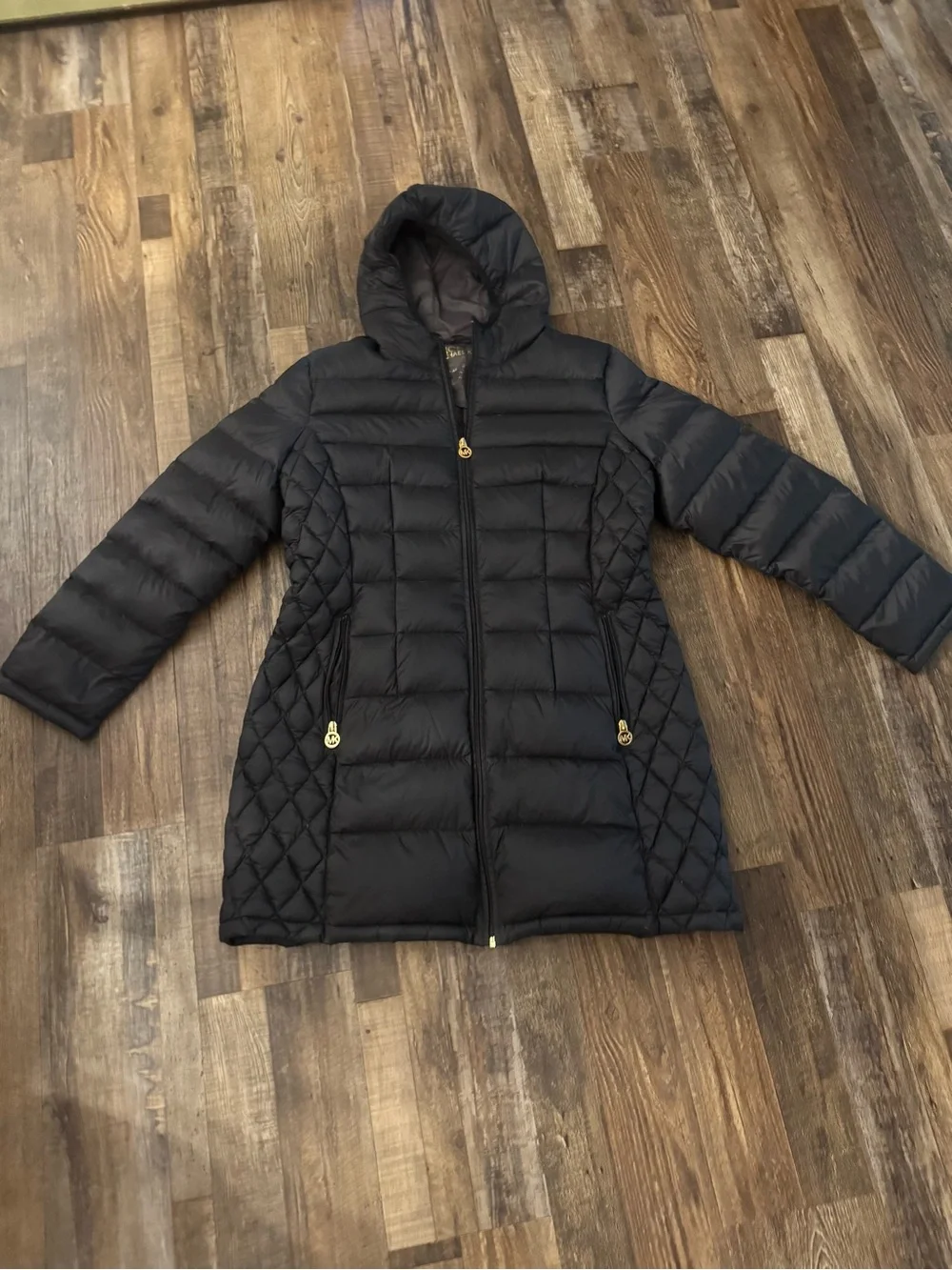 WOMEN'S SIZE XL MICHAEL KORS PACKABLE DOWN FILL JACKET WITH HOOD BLACK EXCELLENT